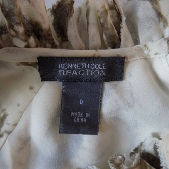 NWT Sleeveless ruffle top 8 Brown Off white Print Blouson Romantic Flowy Peplum - Picture 6 of 6